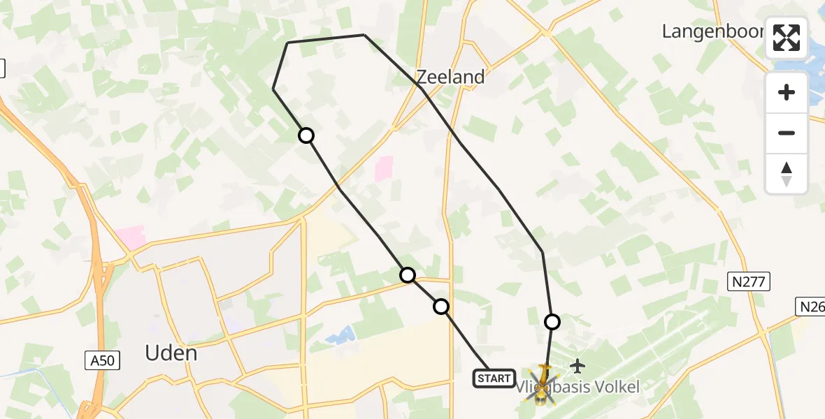 Vluchtroute Traumahelikopter Vliegbasis Volkel - Vliegbasis Volkel, 29 september 2023, 17:48