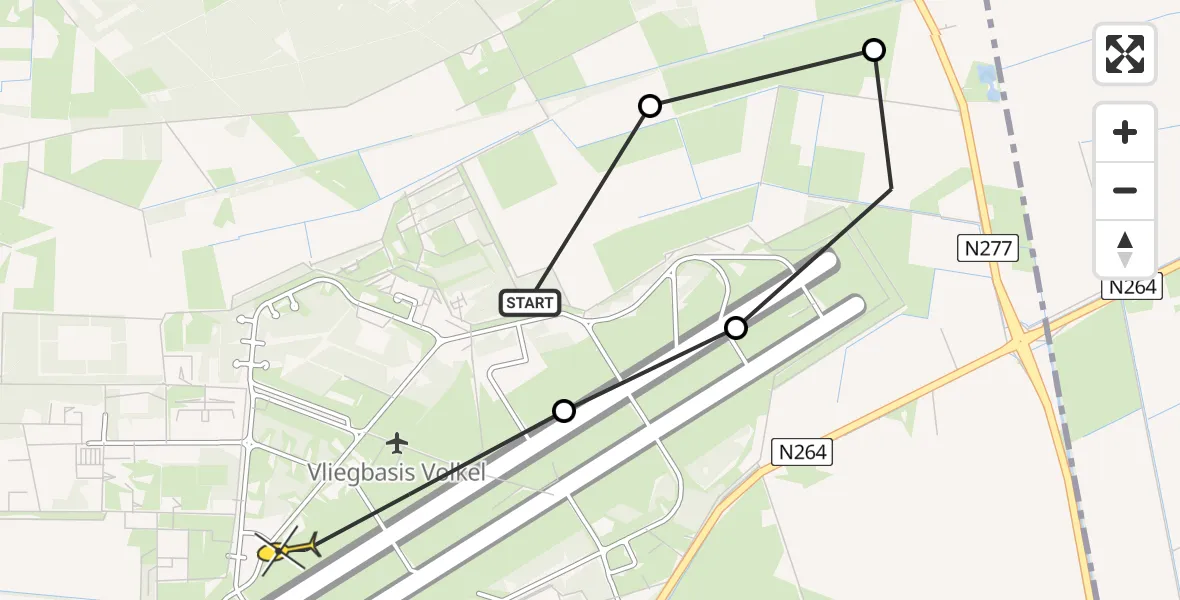 Routekaart van de vlucht: Lifeliner 3 naar Vliegbasis Volkel