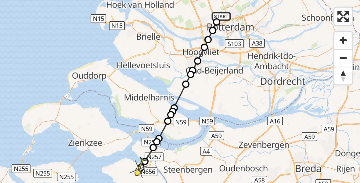 Routekaart van de vlucht: Lifeliner 2 naar Sint-Annaland