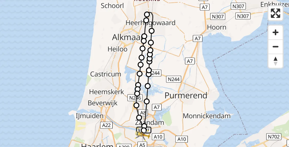 Vluchtroute Traumahelikopter Amsterdam Heliport - Amsterdam Heliport, 29 september 2023, 20:41