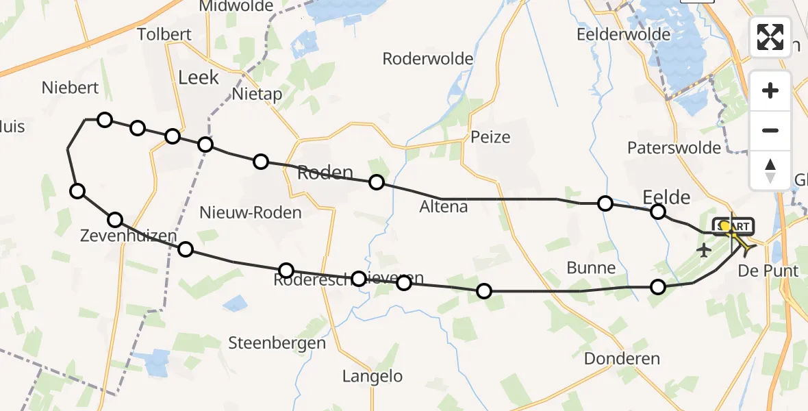 Routekaart van de vlucht: Lifeliner 4 naar Groningen Airport Eelde