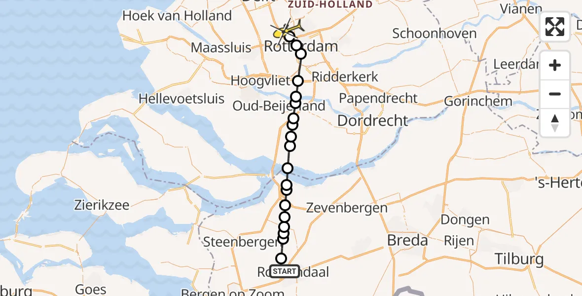 Routekaart van de vlucht: Lifeliner 2 naar Rotterdam The Hague Airport