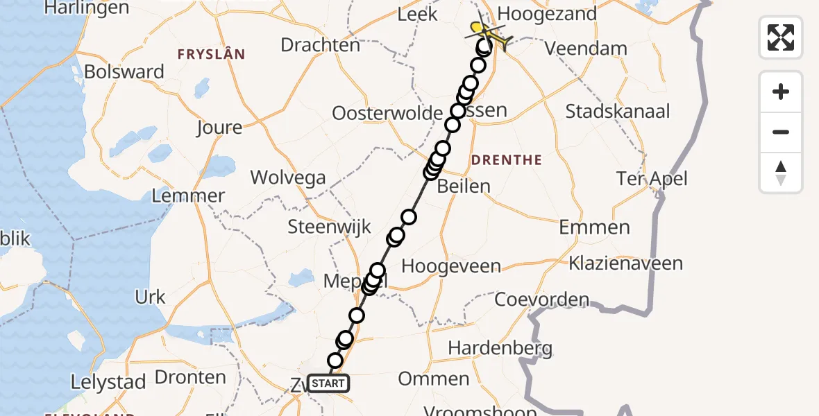 Routekaart van de vlucht: Lifeliner 4 naar Groningen Airport Eelde