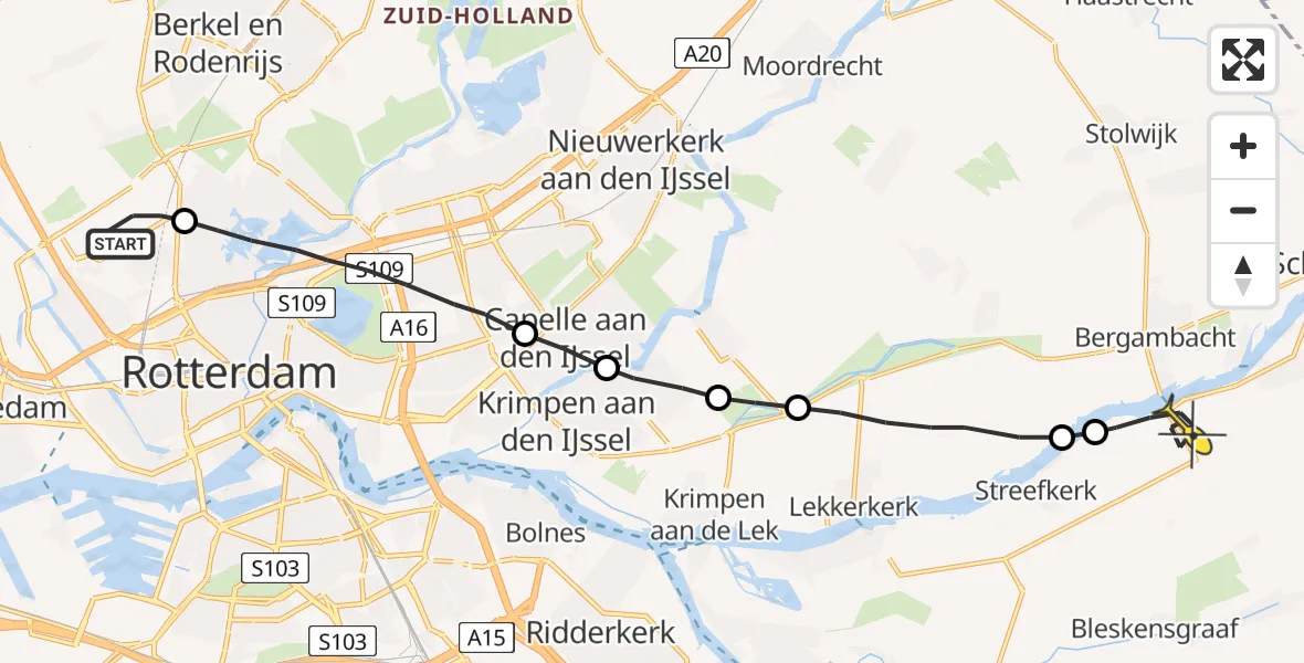 Routekaart van de vlucht: Lifeliner 2 naar Streefkerk