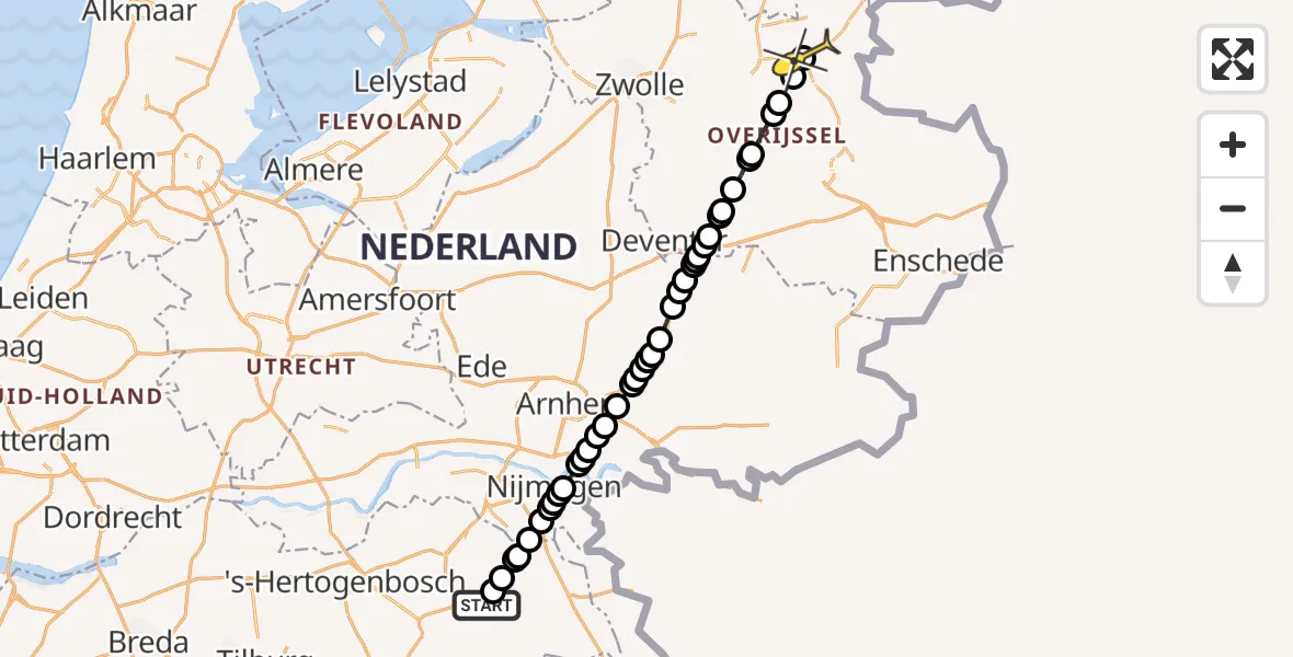 Routekaart van de vlucht: Lifeliner 3 naar Rheezerveen