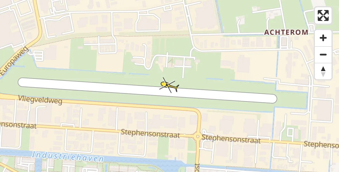 Routekaart van de vlucht: Politiehelikopter naar Vliegveld Hoogeveen