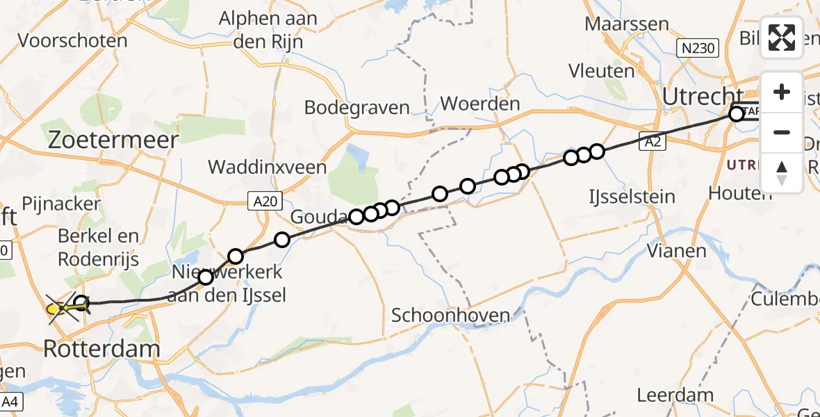 Routekaart van de vlucht: Lifeliner 2 naar Rotterdam The Hague Airport