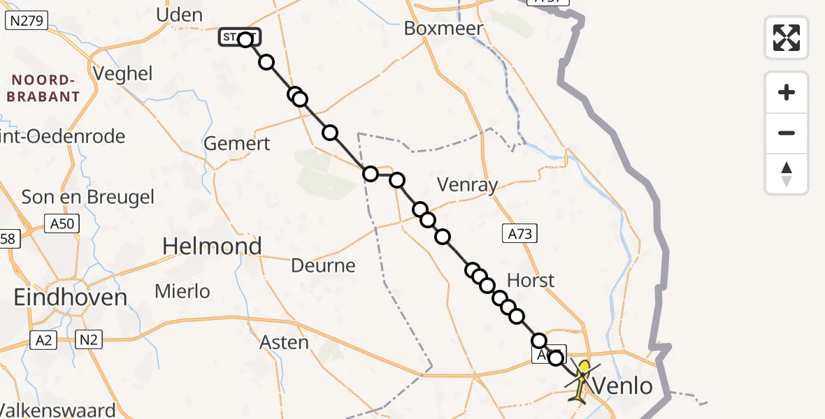 Routekaart van de vlucht: Lifeliner 3 naar Venlo