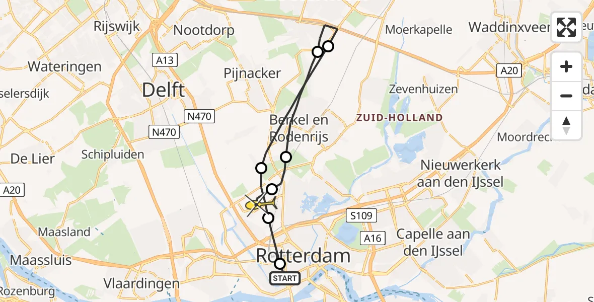 Routekaart van de vlucht: Lifeliner 2 naar Rotterdam The Hague Airport