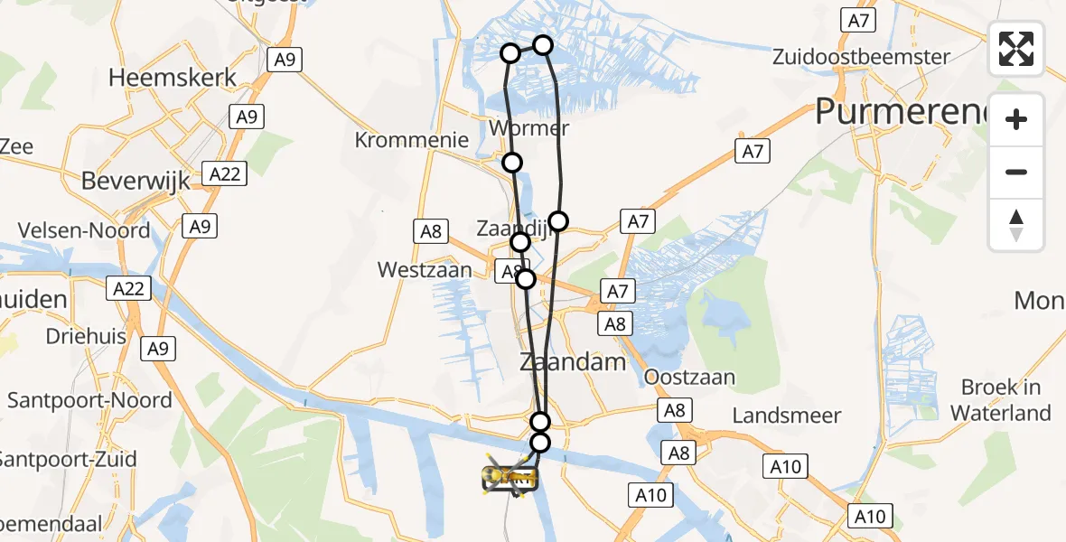 Vluchtroute Traumahelikopter Amsterdam Heliport - Amsterdam Heliport, 30 september 2023, 14:03
