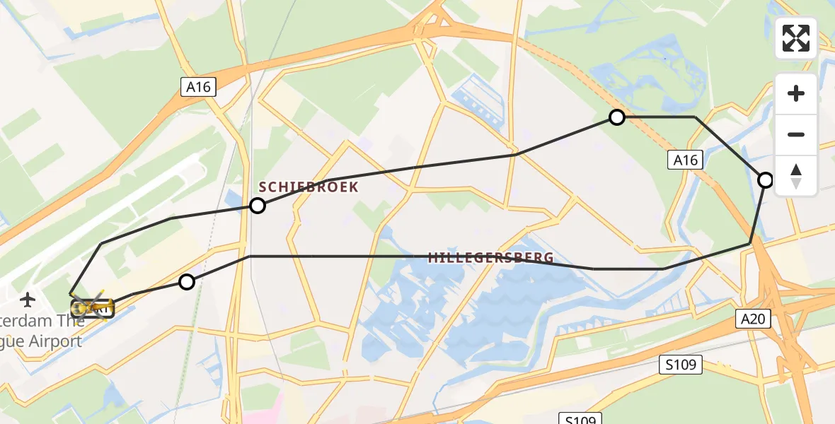 Vluchtroute Traumahelikopter Rotterdam The Hague Airport - Rotterdam The Hague Airport, 30 september 2023, 14:29