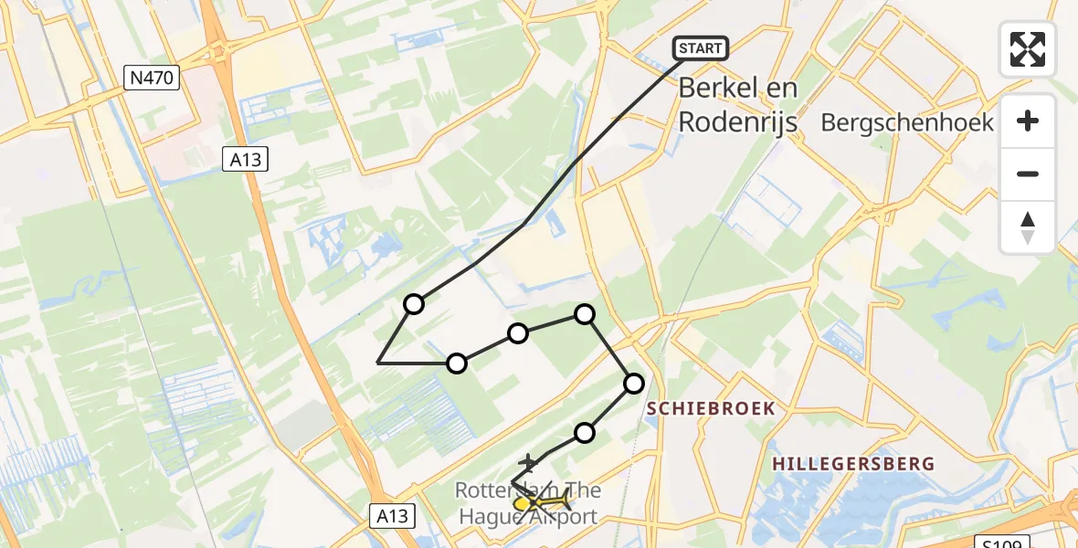 Routekaart van de vlucht: Lifeliner 2 naar Rotterdam The Hague Airport