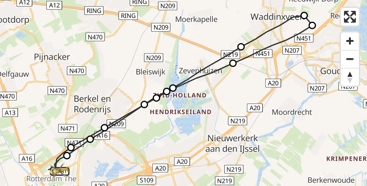 Vluchtroute Traumahelikopter Rotterdam The Hague Airport - Rotterdam The Hague Airport, 30 september 2023, 17:48