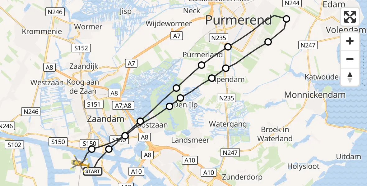 Vluchtroute Traumahelikopter Amsterdam Heliport - Amsterdam Heliport, 30 september 2023, 18:24