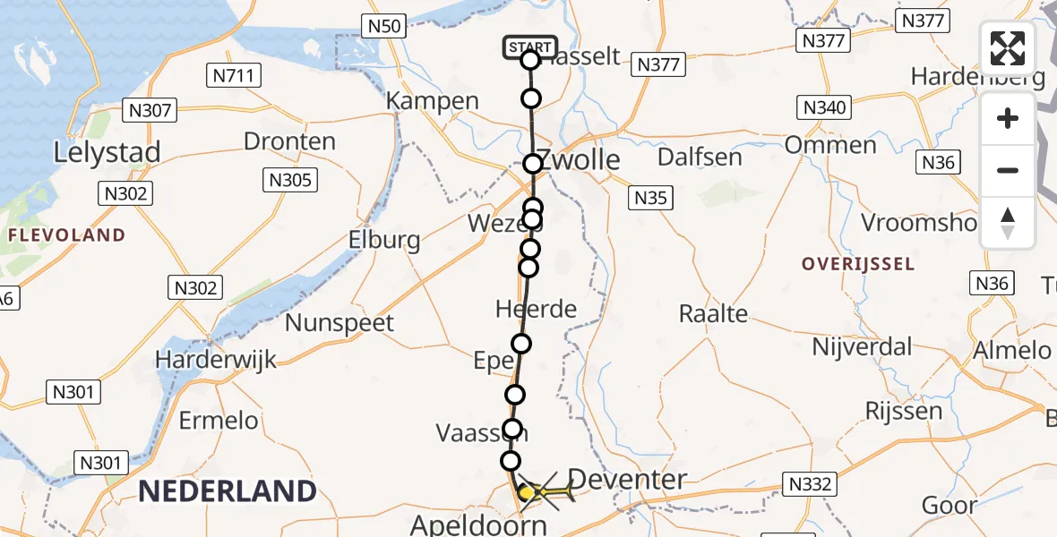 Routekaart van de vlucht: Lifeliner 3 naar Vliegveld Teuge