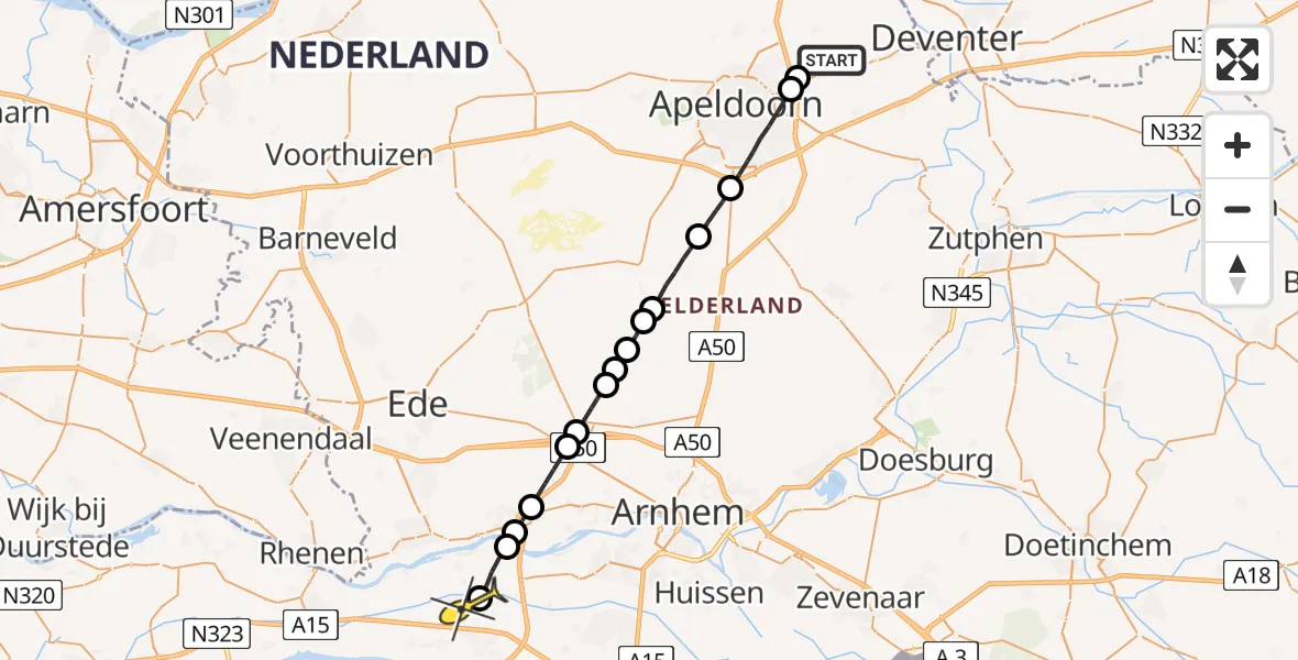 Routekaart van de vlucht: Lifeliner 3 naar Zetten