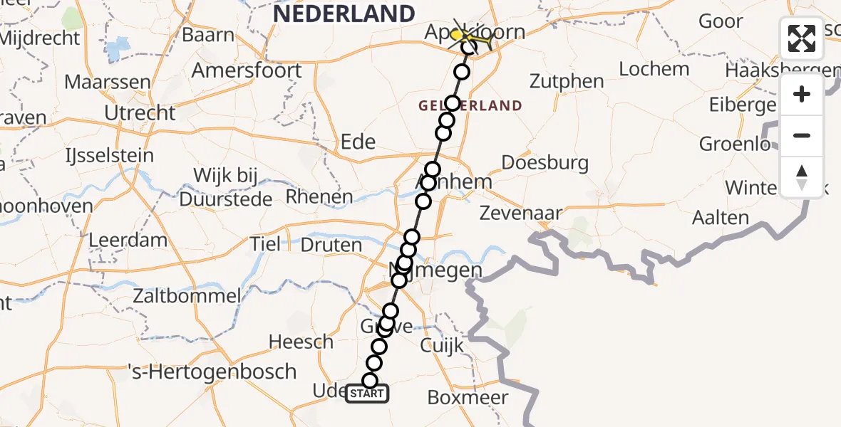 Routekaart van de vlucht: Lifeliner 3 naar Apeldoorn