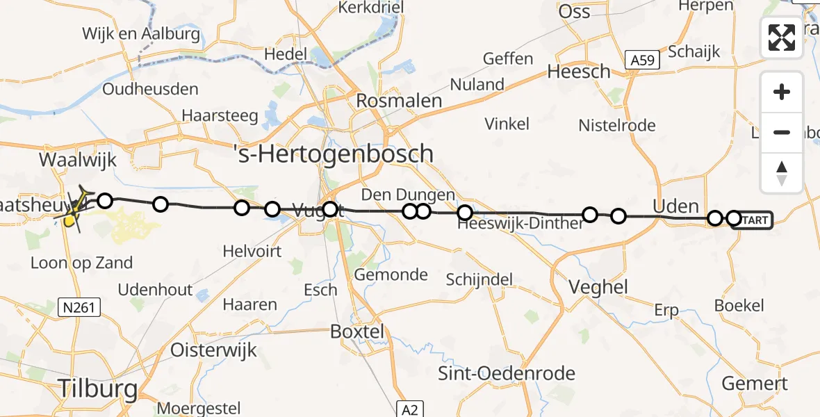 Routekaart van de vlucht: Lifeliner 3 naar Kaatsheuvel