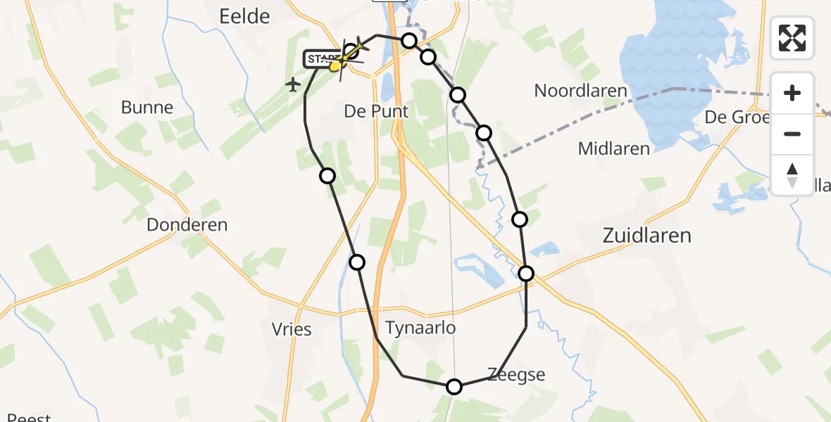 Routekaart van de vlucht: Lifeliner 4 naar Groningen Airport Eelde