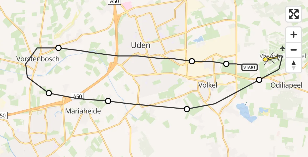 Routekaart van de vlucht: Lifeliner 3 naar Vliegbasis Volkel