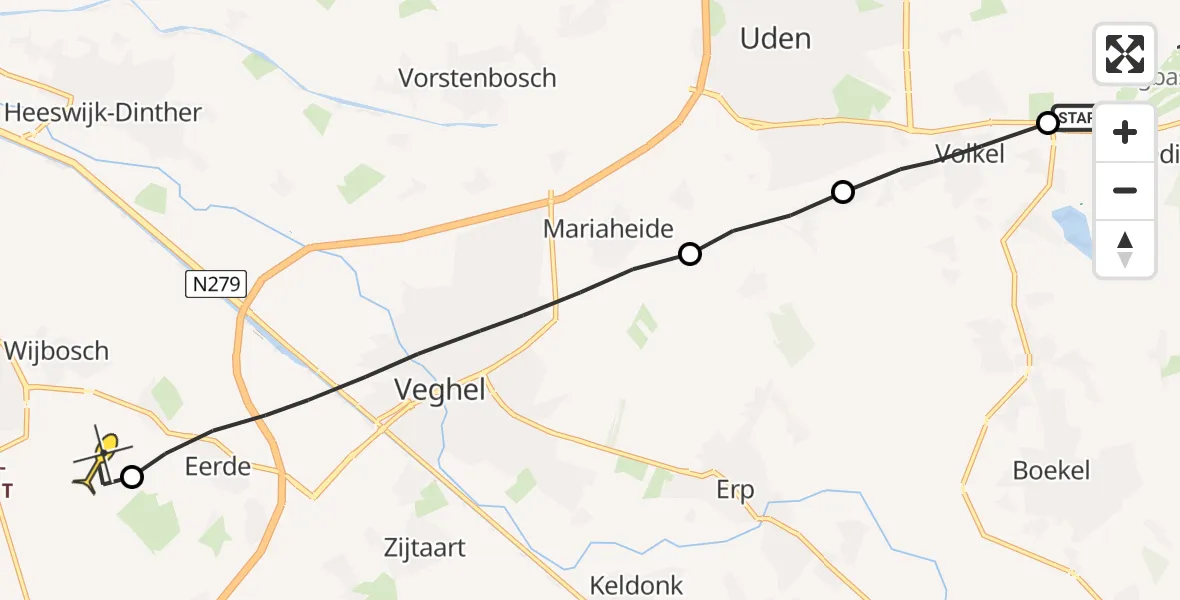 Routekaart van de vlucht: Lifeliner 3 naar Schijndel