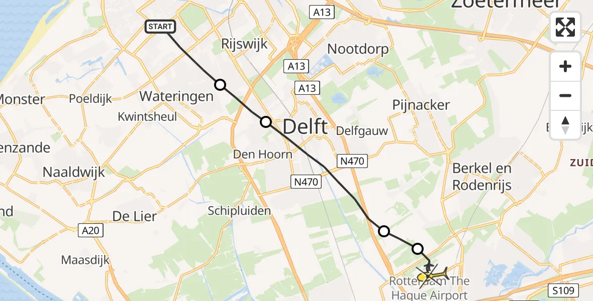 Routekaart van de vlucht: Lifeliner 2 naar Rotterdam The Hague Airport