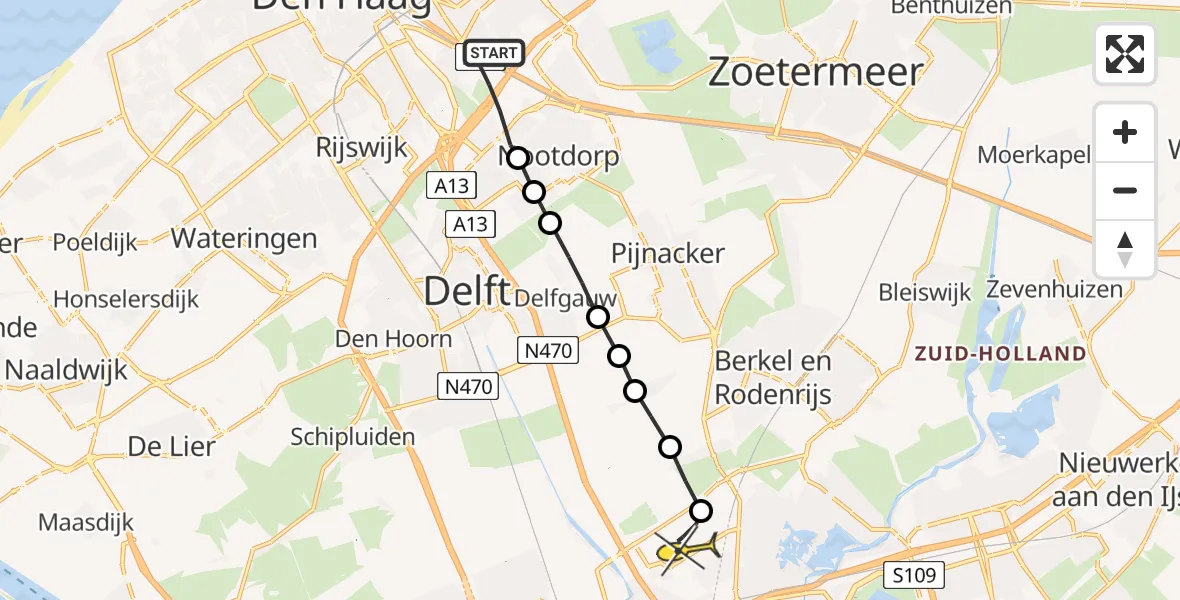 Routekaart van de vlucht: Lifeliner 2 naar Rotterdam The Hague Airport