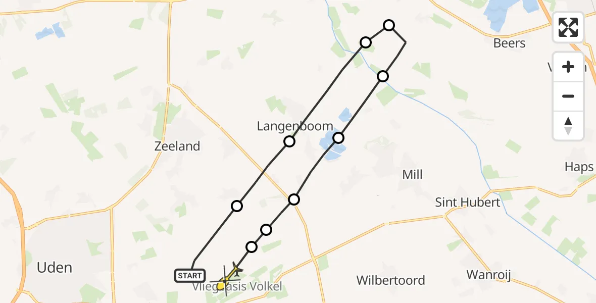 Routekaart van de vlucht: Lifeliner 3 naar Vliegbasis Volkel