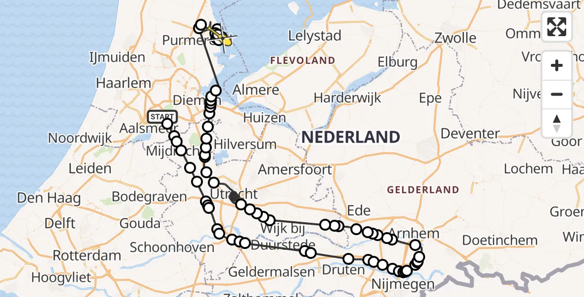 Routekaart van de vlucht: Politieheli naar Edam