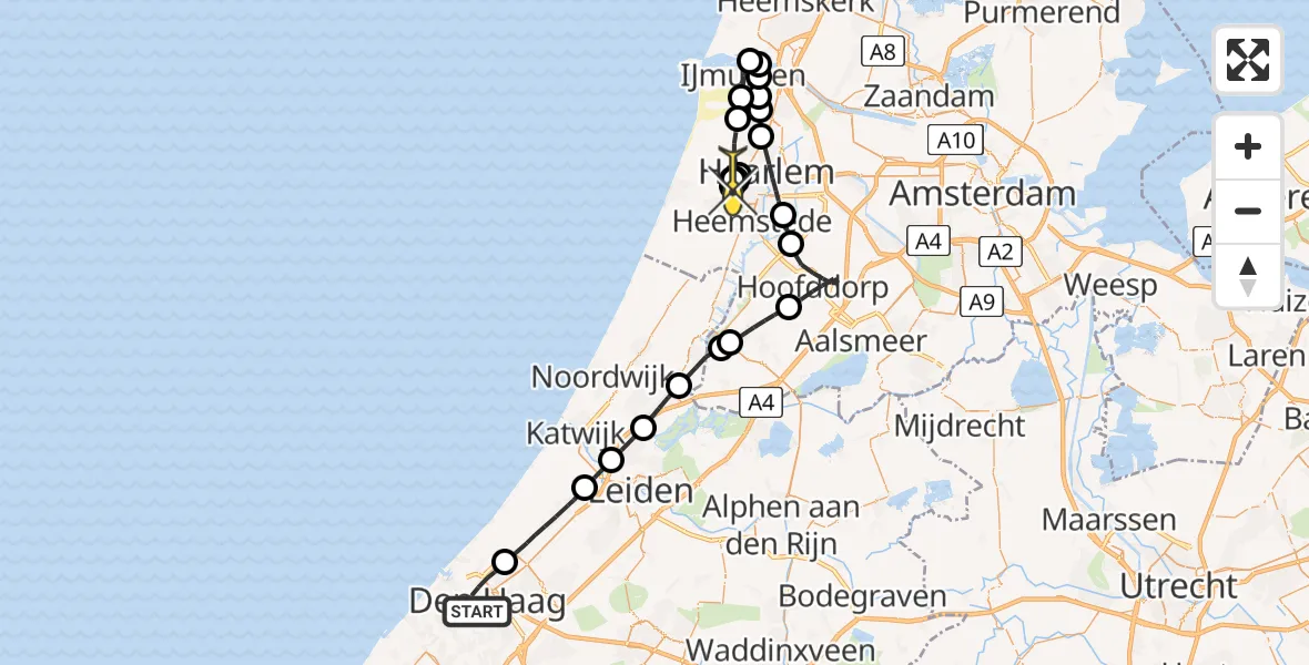 Routekaart van de vlucht: Lifeliner 1 naar Haarlem