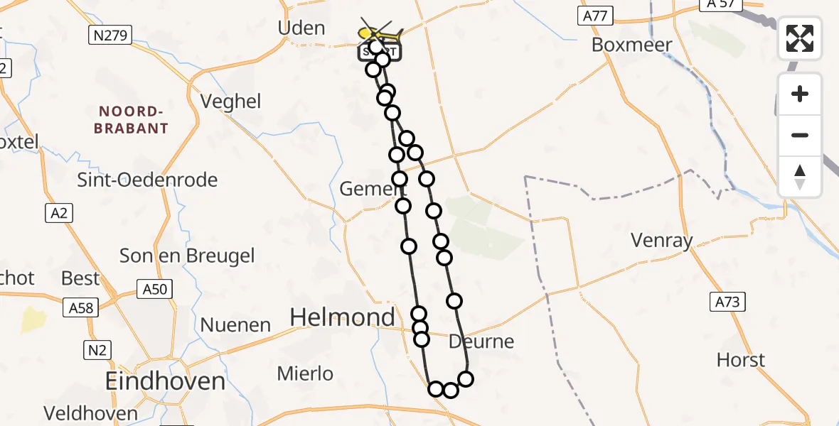 Routekaart van de vlucht: Lifeliner 3 naar Vliegbasis Volkel