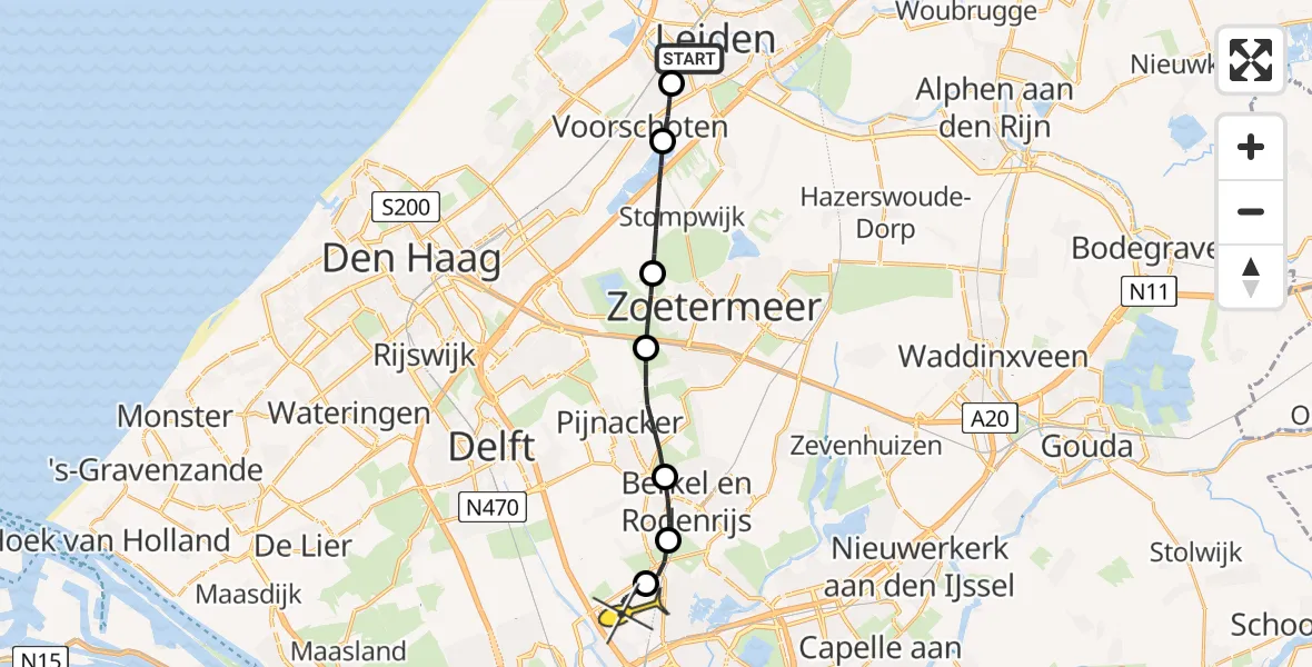 Routekaart van de vlucht: Lifeliner 2 naar Rotterdam The Hague Airport