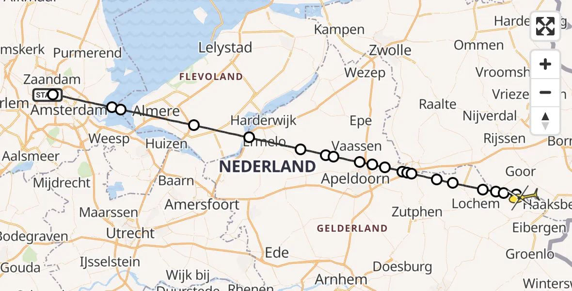 Routekaart van de vlucht: Lifeliner 1 naar Neede