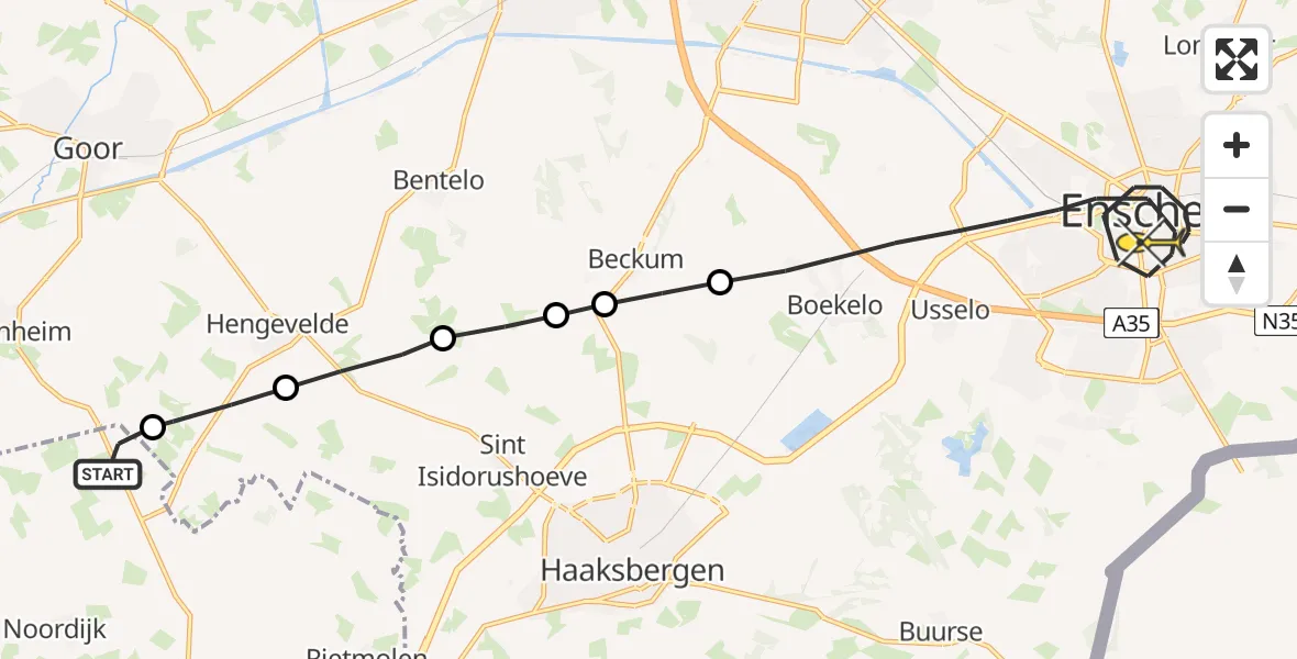 Routekaart van de vlucht: Lifeliner 1 naar Enschede