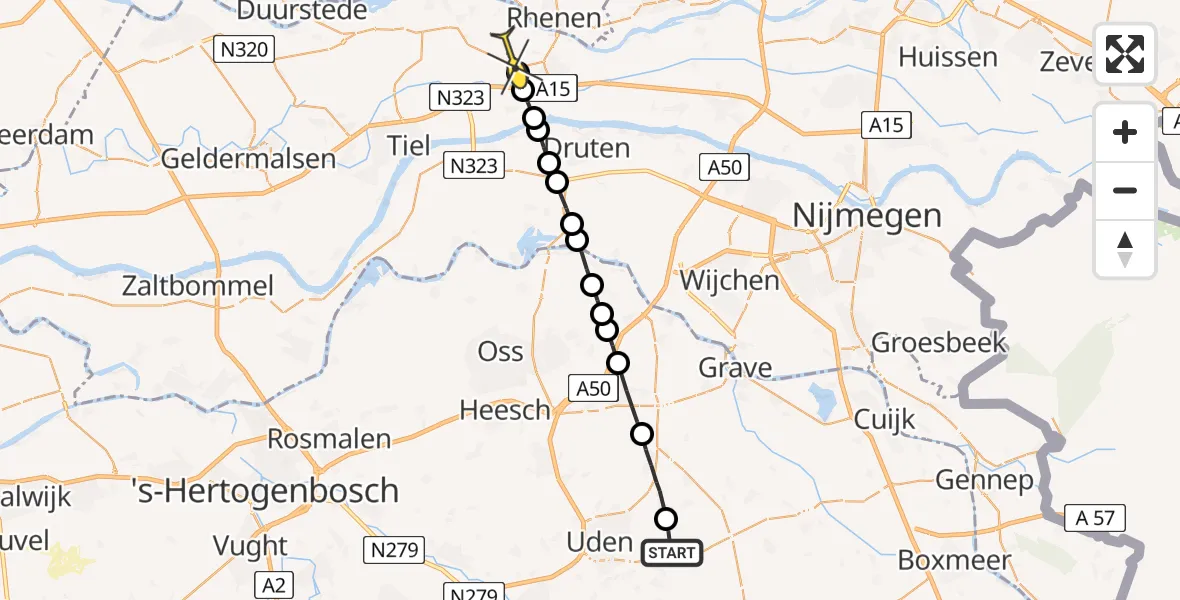 Routekaart van de vlucht: Lifeliner 3 naar Lienden