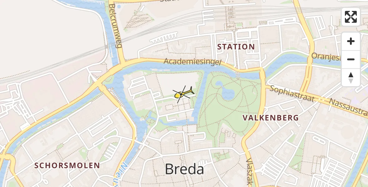 Routekaart van de vlucht: Lifeliner 2 naar Breda