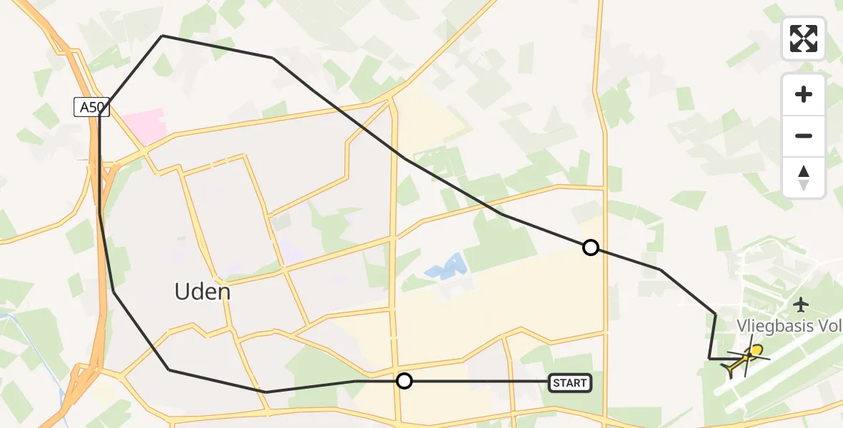 Routekaart van de vlucht: Lifeliner 3 naar Vliegbasis Volkel