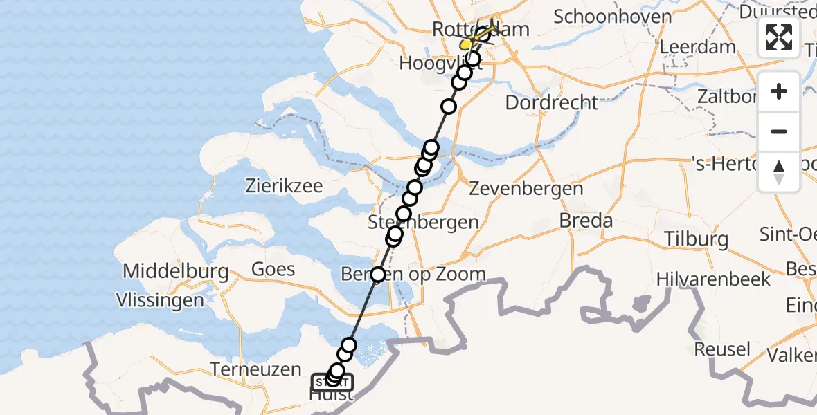 Routekaart van de vlucht: Lifeliner 2 naar Erasmus MC