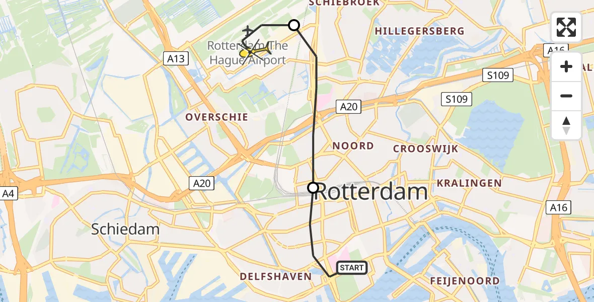 Routekaart van de vlucht: Lifeliner 2 naar Rotterdam The Hague Airport