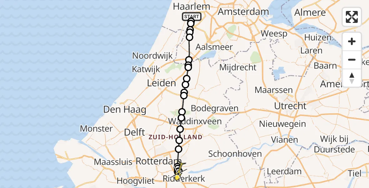 Routekaart van de vlucht: Lifeliner 1 naar Ridderkerk