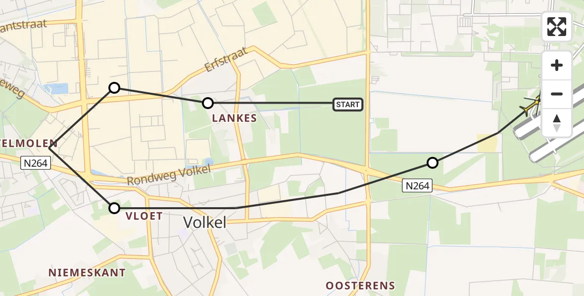 Routekaart van de vlucht: Lifeliner 3 naar Vliegbasis Volkel