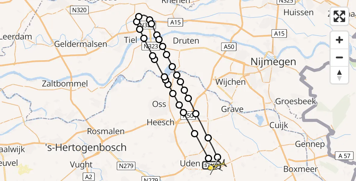 Routekaart van de vlucht: Lifeliner 3 naar Vliegbasis Volkel