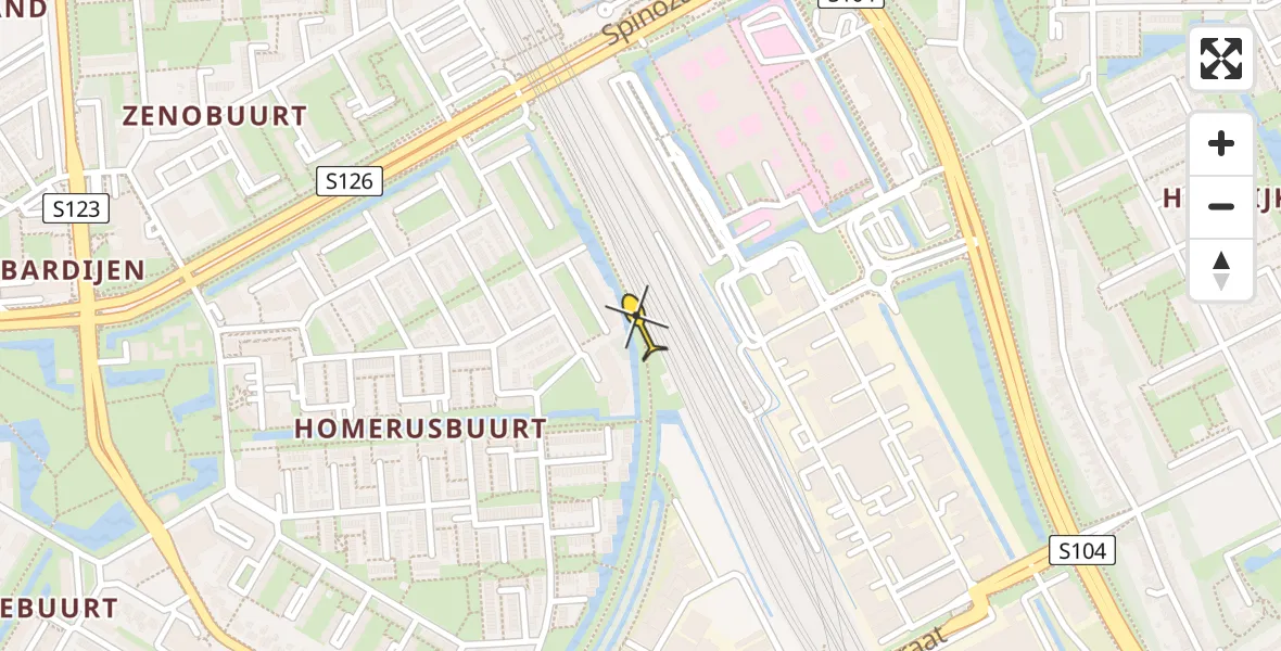 Vluchtroute Traumahelikopter van Rotterdam naar Rotterdam