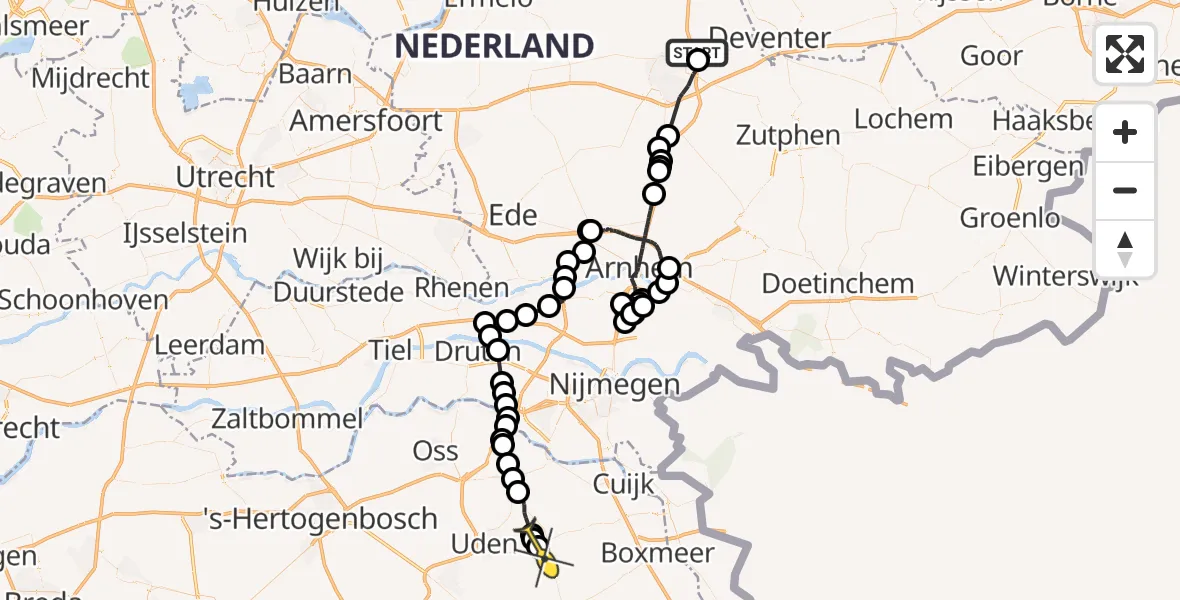 Routekaart van de vlucht: Politieheli naar Odiliapeel