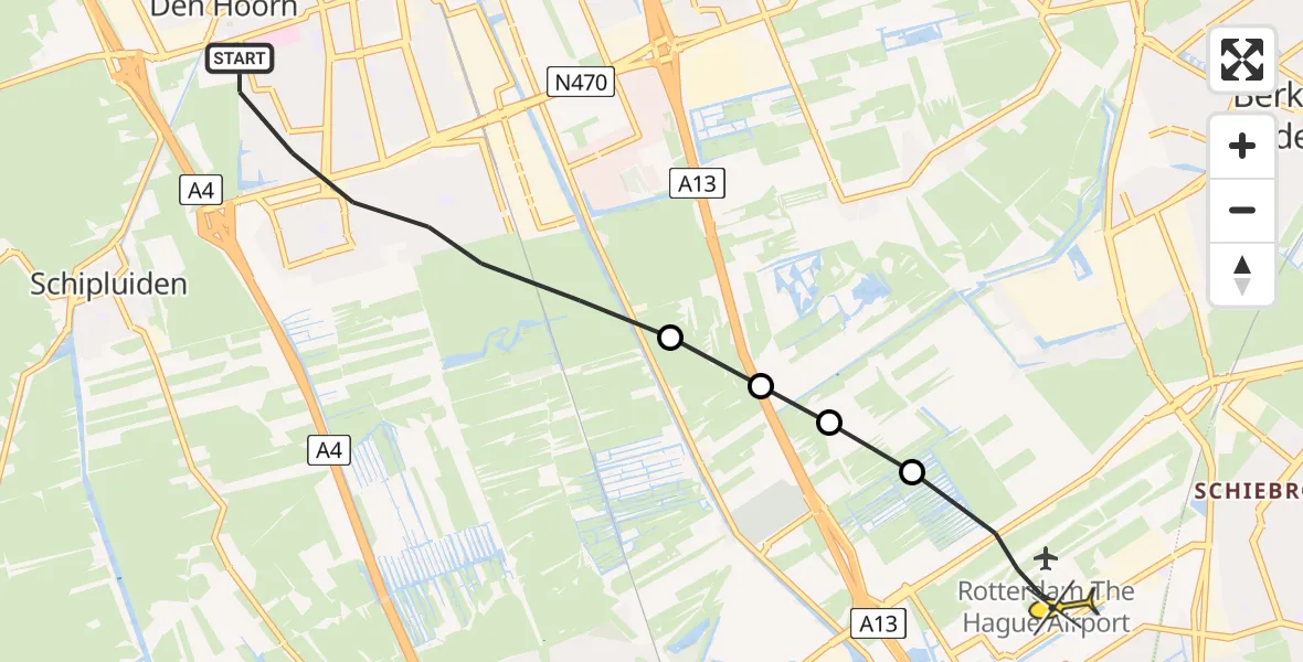 Routekaart van de vlucht: Lifeliner 2 naar Rotterdam The Hague Airport
