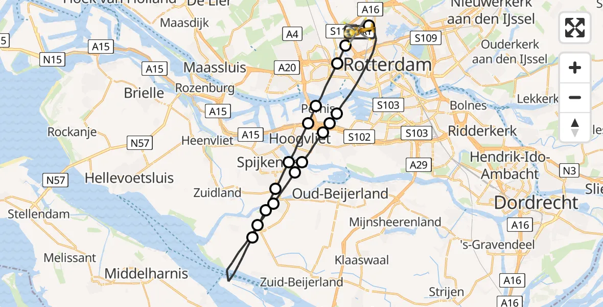 Vluchtroute Traumahelikopter Rotterdam The Hague Airport - Rotterdam The Hague Airport, 02 oktober 2023, 15:53