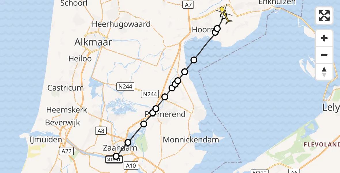 Routekaart van de vlucht: Lifeliner 1 naar Westwoud