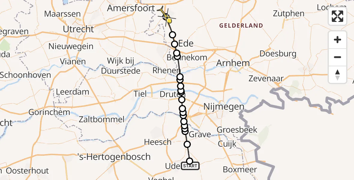 Routekaart van de vlucht: Lifeliner 3 naar Barneveld