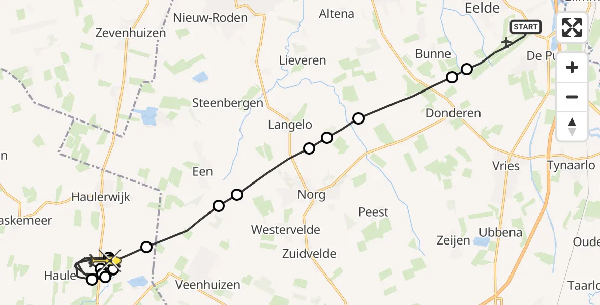 Routekaart van de vlucht: Lifeliner 4 naar Haule