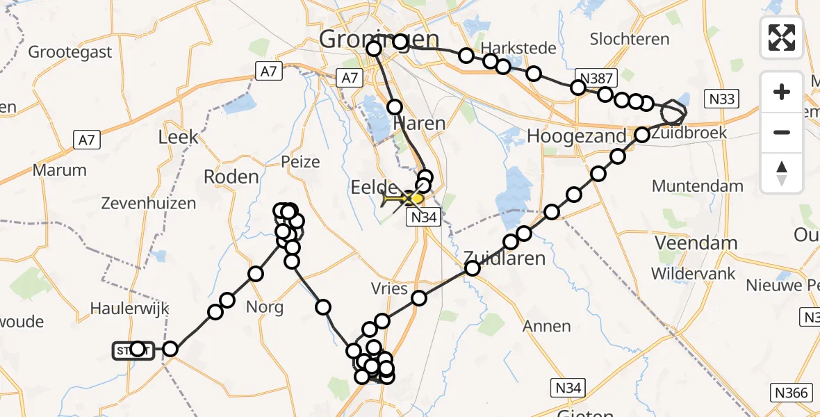 Routekaart van de vlucht: Lifeliner 4 naar Groningen Airport Eelde